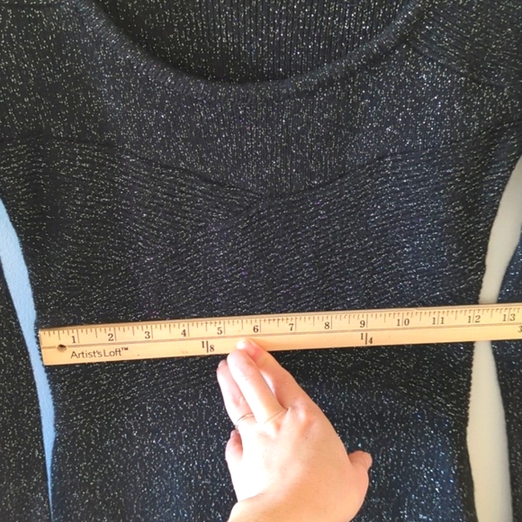 Black with silver thread knit long sleeve party dress! - Picture 6 of 10